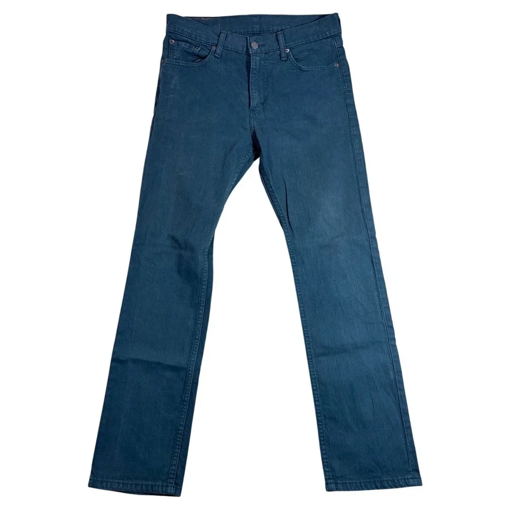 Levis 513‎ Slim Straight Jeans Mens 30x30 Teal Blue Green Denim Pants 085130367